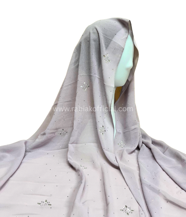 11 Crystal Stone Hijab- Lavender grey