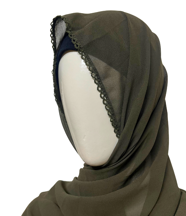 4 Crochet Chiffon Hijab - Army