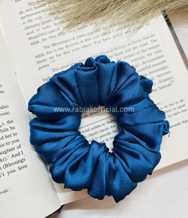 Satin Hair Scrunchies- Sapphire