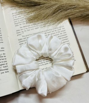 Satin Hair Scrunchies- White