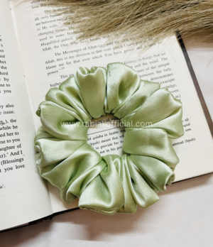 Satin Hair Scrunchies- Tea Green