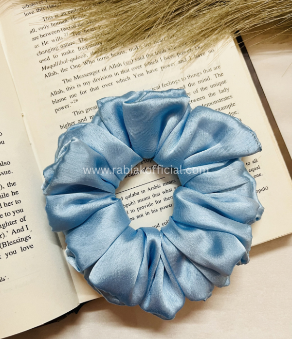 2 Satin Hair Scrunchies- Breeze