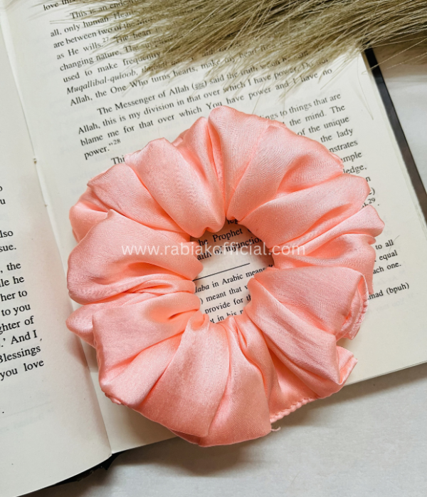 Satin Hair Scrunchies- Coral