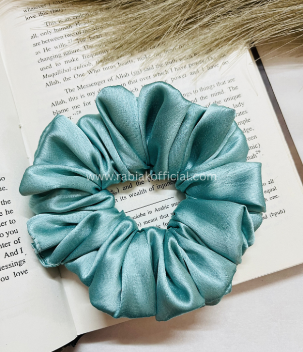 Satin Hair Scrunchies- Teal