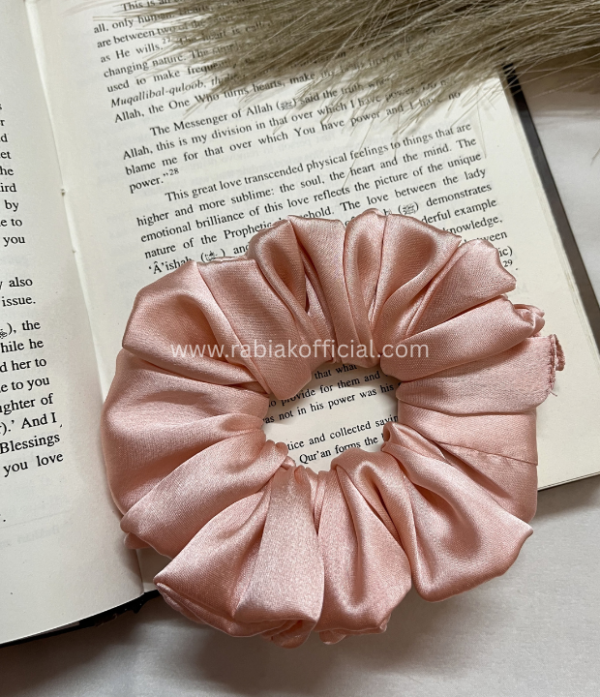 Satin Hair Scrunchies- Blush