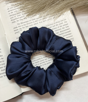 Satin Hair Scrunchies- Indigo